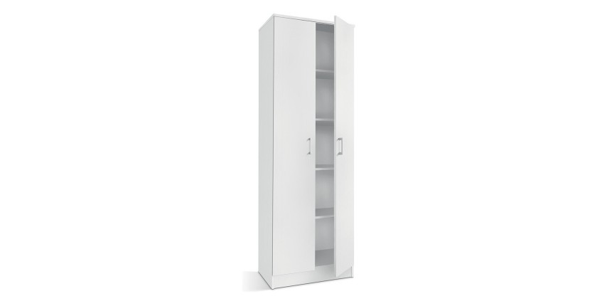 Armoire de rangement, collection STAN, 2 portes, coloris blanc,  idéal pour votre entrée, salle de bain ou buanderie.