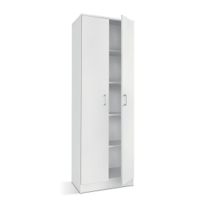 Armoire de rangement, collection STAN, 2 portes, coloris blanc,  idéal pour votre entrée, salle de bain ou buanderie.