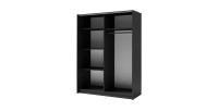 Armoire, garde robe 180cm coloris gris graphite collection GOZU. Deux portes coulissantes. Dressing complet avec miroir.