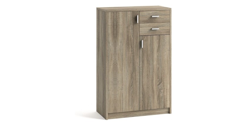 Commode  TOLLY 2 portes, 2 tiroirs, 110cm coloris chêne sonoma