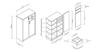 Commode  TOLLY 2 portes, 2 tiroirs, 110cm coloris chêne sonoma