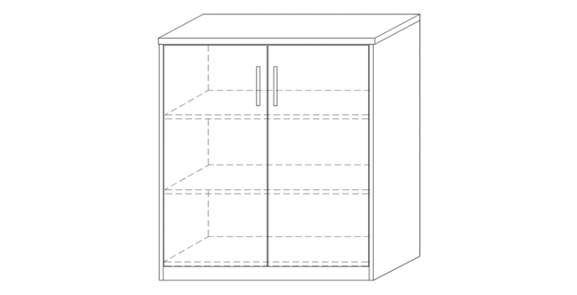 Commode SPACI 2 portes 84cm coloris chêne gris