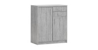 Commode SPACI 2 portes 2 tiroirs 84cm coloris chêne gris