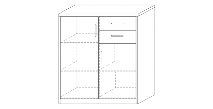 Commode SPACI 3 portes 2 tiroirs 84cm blanc