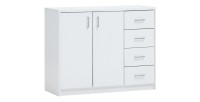 Commode SPACI 2 portes 4 tiroirs 84cm coloris blanc