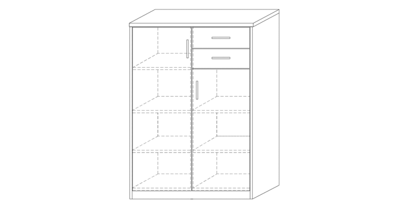 Commode SPACI 2 portes 2 tiroirs 110cm coloris chêne gris
