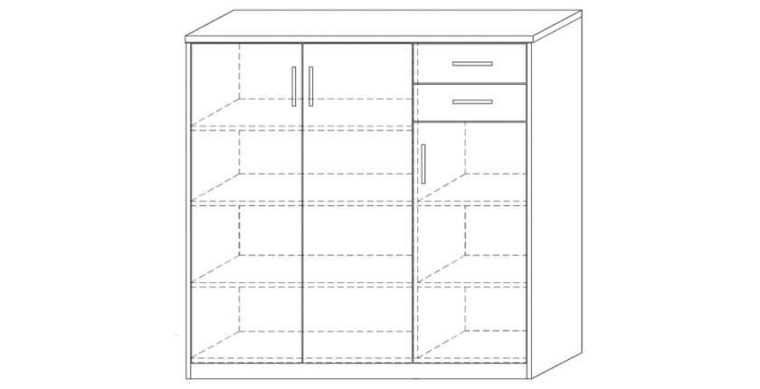 Commode SPACI 3 portes 2 tiroirs 110cm blanc