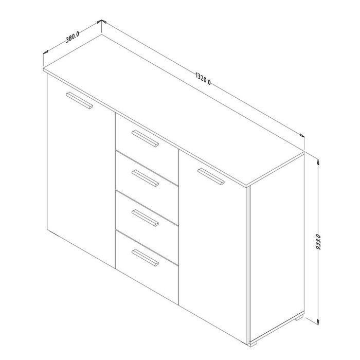 Chambre à coucher complète collection EOS : Armoire 120cm, Lit 160x200, commode, chevets. Couleur blanc mat