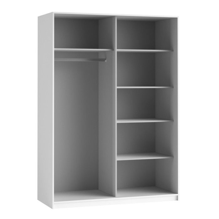Chambre à coucher complète collection EOS : Armoire 120cm, Lit 160x200, commode, chevets. Couleur blanc mat