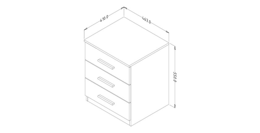 Chambre à coucher complète collection EOS : Armoire 180cm, Lit 180x200, commode, chevets. Couleur blanc mat
