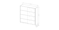 Chambre à coucher complète collection EOS : Armoire 180cm, Lit 180x200, commode, chevets. Couleur blanc mat