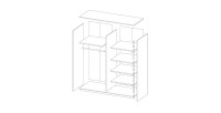 Chambre à coucher complète collection EOS : Armoire 180cm, Lit 180x200, commode, chevets. Couleur blanc mat