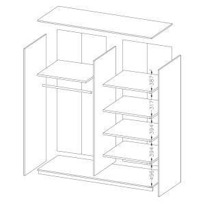 Chambre à coucher complète collection EOS : Armoire 180cm, Lit 180x200, commode, chevets. Couleur blanc mat