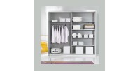 Chambre à coucher complète collection EOS : Armoire 180cm, Lit 180x200, commode, chevets. Couleur blanc mat