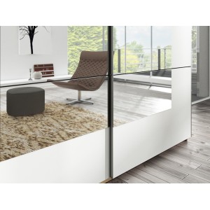 Chambre à coucher complète collection EOS : Armoire 220cm, Lit 180x200, commode, chevets. Couleur blanc mat