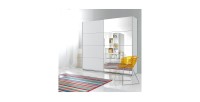 Chambre à coucher complète collection EOS : Armoire 220cm, Lit 180x200, commode, chevets. Couleur blanc mat