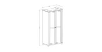 Armoire 110x220 avec 2 portes. Coloris vert et chêne. Collection ASSIA