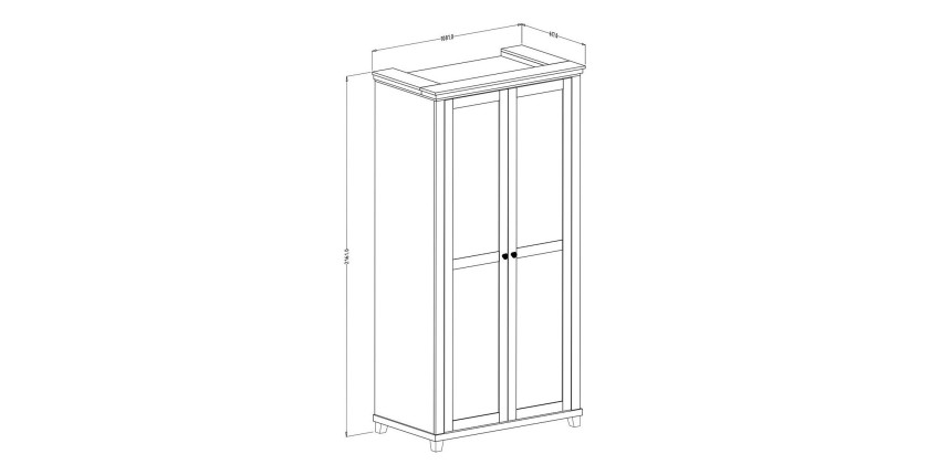 Armoire 110x220 avec 2 portes. Coloris vert et chêne. Collection ASSIA