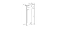 Armoire 110x220 avec 2 portes. Coloris vert et chêne. Collection ASSIA