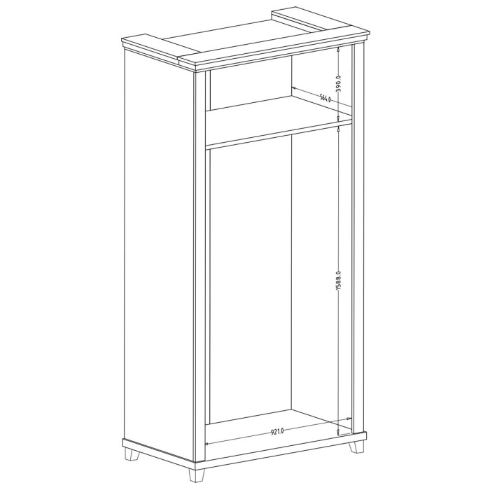Armoire 110x220 avec 2 portes. Coloris vert et chêne. Collection ASSIA