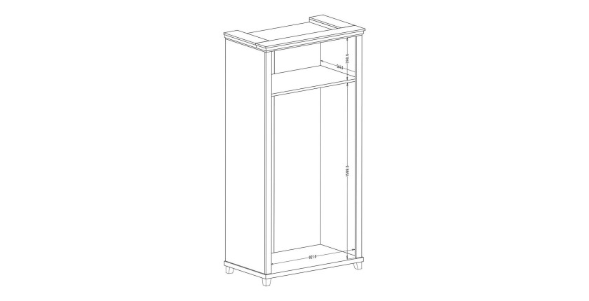 Armoire 110x220 avec 2 portes. Coloris vert et chêne. Collection ASSIA