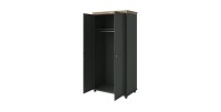 Armoire 110x220 avec 2 portes. Coloris vert et chêne. Collection ASSIA