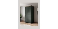 Armoire 110x220 avec 2 portes. Coloris vert et chêne. Collection ASSIA
