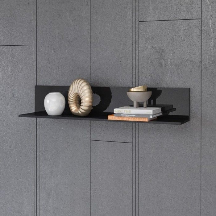 Etagère 120cm collection ZANTE. Coloris noir brillant pailleté.