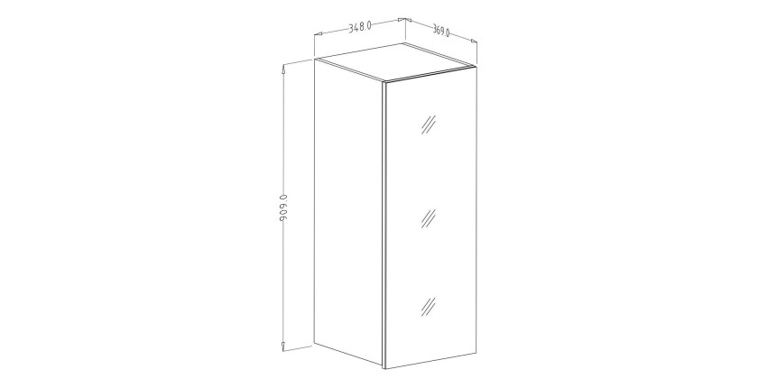 Vitrine suspendue 1 porte collection ZANTE. Coloris noir brillant pailleté.