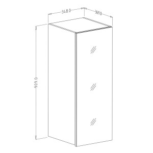 Vitrine suspendue 1 porte collection ZANTE. Coloris noir brillant pailleté.