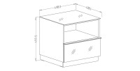 Petit Meuble TV ou meuble d'appoint 50cm collection ZANTE avec 1 tiroir et une niche avec LED. Couleur noir brillant pailleté