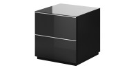 Petit Meuble TV ou meuble d'appoint 50cm collection ZANTE avec 2 tiroirs. Couleur noir brillant pailleté