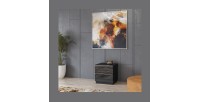 Petit Meuble TV ou meuble d'appoint 50cm collection ZANTE avec 2 tiroirs. Couleur noir brillant pailleté