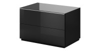 Meuble TV ou meuble d'appoint 80cm collection ZANTE avec 2 tiroirs. Couleur noir brillant pailleté