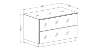 Meuble TV ou meuble d'appoint 80cm collection ZANTE avec 2 tiroirs. Couleur noir brillant pailleté