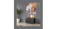 Meuble TV ou meuble d'appoint 80cm collection ZANTE avec 2 tiroirs. Couleur noir brillant pailleté