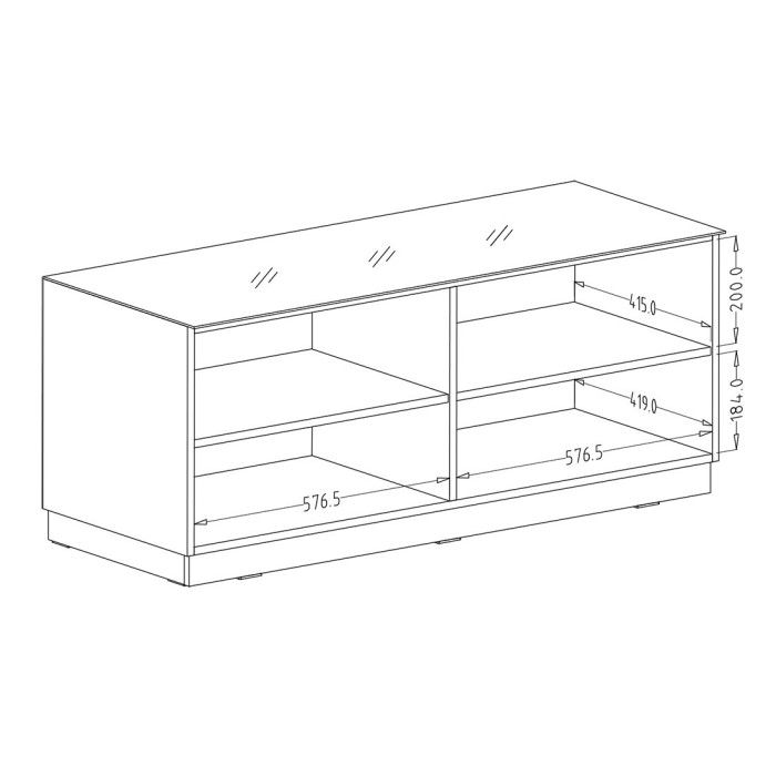 Meuble TV 120cm collection ZANTE avec 1porte. Couleur noir brillant pailleté