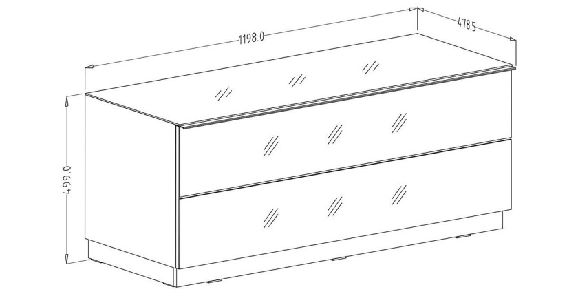 Meuble TV 120cm collection ZANTE avec 1porte. Couleur noir brillant pailleté