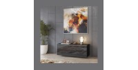 Meuble TV 120cm collection ZANTE avec 1porte. Couleur noir brillant pailleté