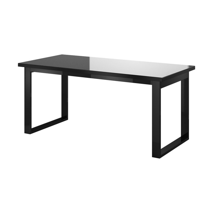 Table extensible 10 personnes pour salle à manger Collection ZANTE. Coloris noir brillant pailleté.