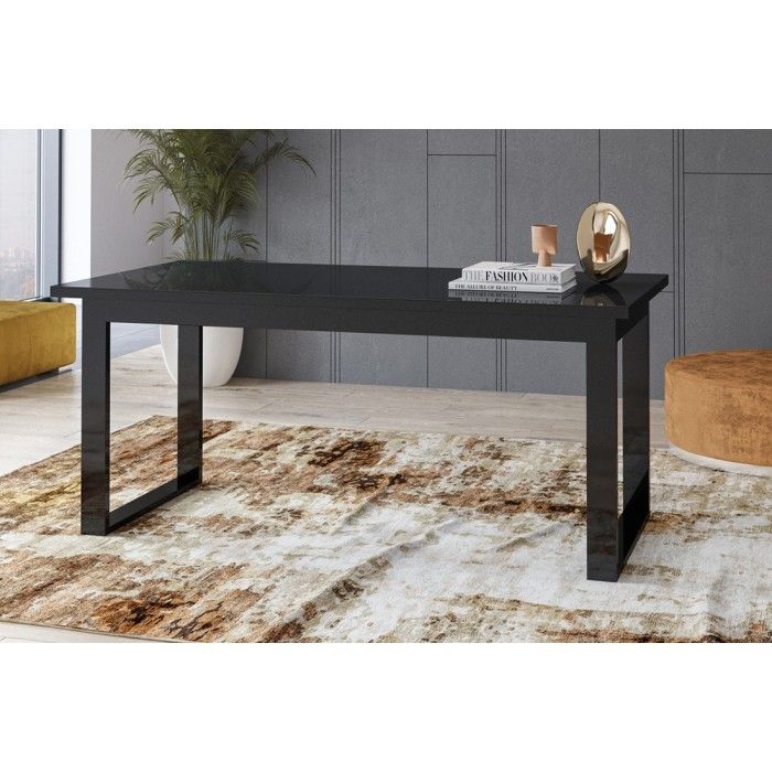 Ensemble de 6 meubles de salon collection ZANTE. Couleur noir brillant pailleté.