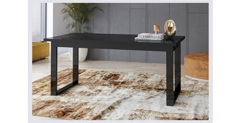 Ensemble de 6 meubles de salon collection ZANTE. Couleur noir brillant pailleté.