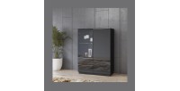 Ensemble de 6 meubles de salon collection ZANTE. Couleur noir brillant pailleté.
