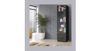 Ensemble de 6 meubles de salon collection ZANTE. Couleur noir brillant pailleté.