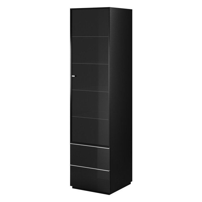 Ensemble de 6 meubles de salon collection ZANTE. Couleur noir brillant pailleté.