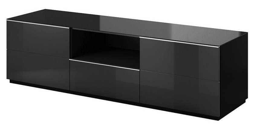 Ensemble de 5 meubles de salon collection ZANTE. Couleur noir brillant pailleté.