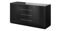 Ensemble de 5 meubles de salon collection ZANTE. Couleur noir brillant pailleté.
