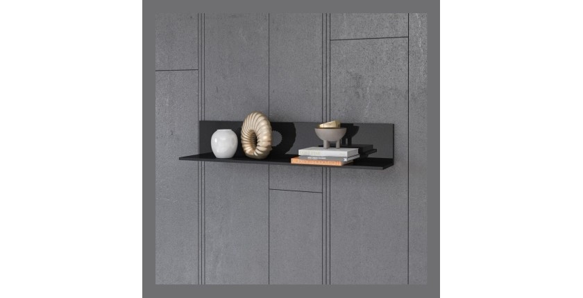 Ensemble de 5 meubles de salon collection ZANTE. Couleur noir brillant pailleté.