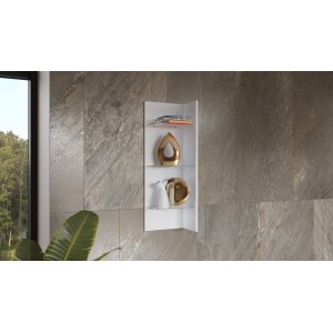 Étagère verticale avec éclairage LED intégré collection ZANTE. Coloris blanc brillant.
