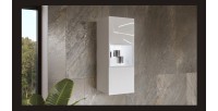 Vitrine suspendue, 1 porte vitrée avec LED intégrée collection ZANTE. Coloris blanc brillant.